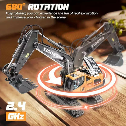 Mini Excavator Toy with Remote & App Control, High-Tech 11-Channel Alloy & Plastic Engineering Vehicle, Fun Toy for Men, Perfect Gift for Kids. - Mekamart Australia