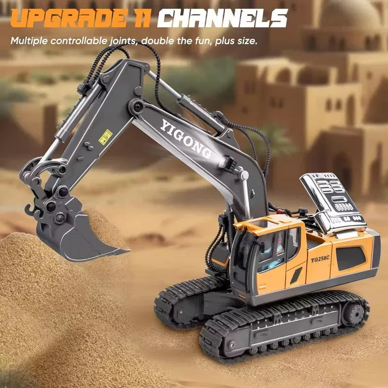 Mini Excavator Toy with Remote & App Control, High-Tech 11-Channel Alloy & Plastic Engineering Vehicle, Fun Toy for Men, Perfect Gift for Kids. - Mekamart Australia