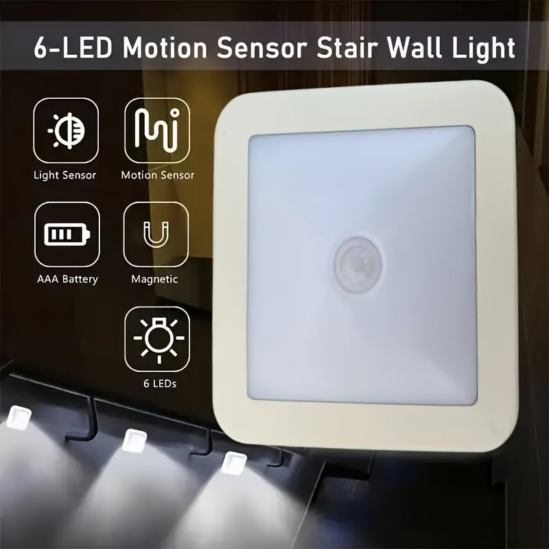 White Smart Motion Sensing Light 6-LED Light Wireless Light IP44 Light Automatic On