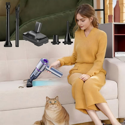 Portable Wireless Vacuum Cleaner 20000PA Vacuum 4-In-1 Vacuum Hand-Held - Purple - Size Brush - less motor with three - gear adjustment and power display