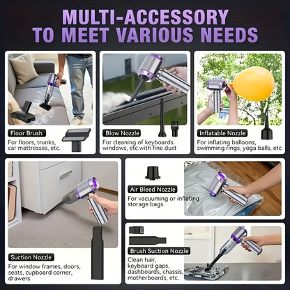 Portable Wireless Vacuum Cleaner 20000PA Vacuum 4-In-1 Vacuum Hand-Held - Purple - Size Brush - less motor with three - gear adjustment and power display