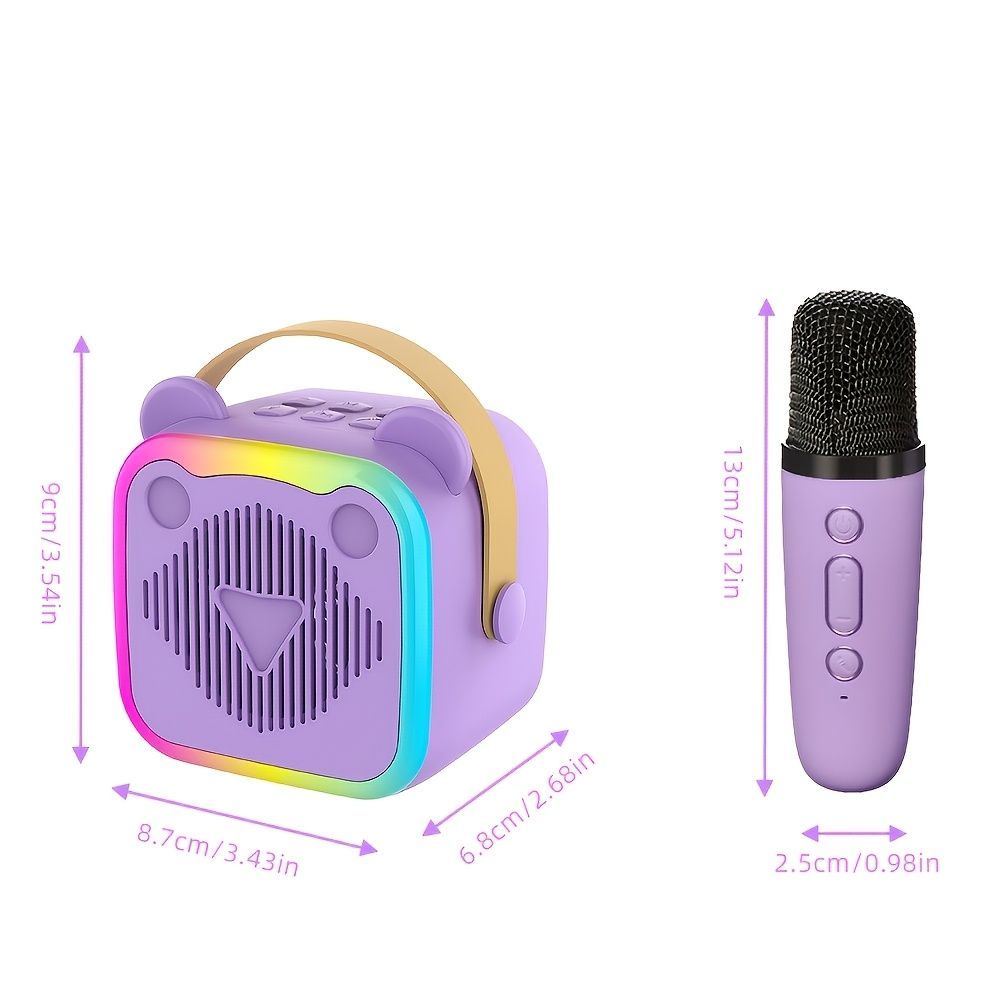 Mini Cat Ear Karaoke Machine Wireless Microphones USB Rechargeable RGB Party - Blue - Size 01