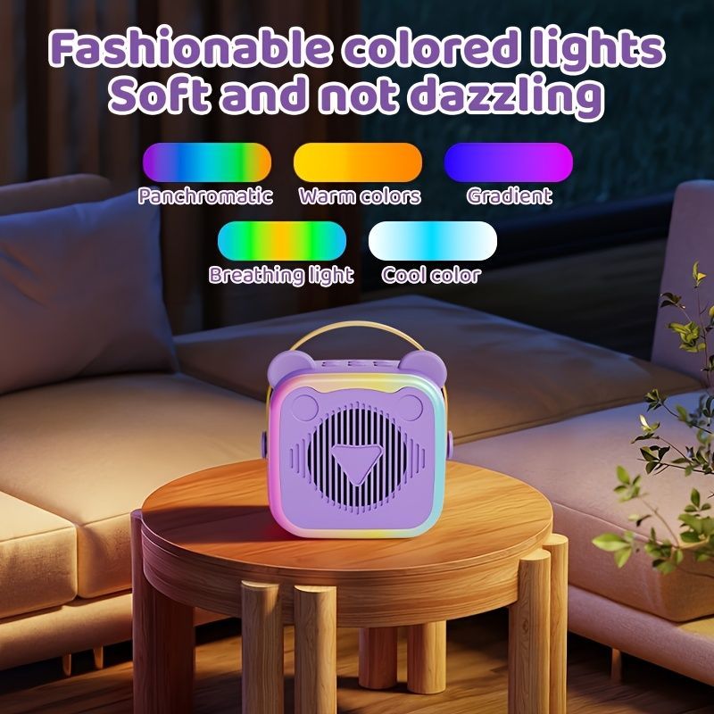 Mini Cat Ear Karaoke Machine Wireless Microphones USB Rechargeable RGB Party - Blue - Size 01