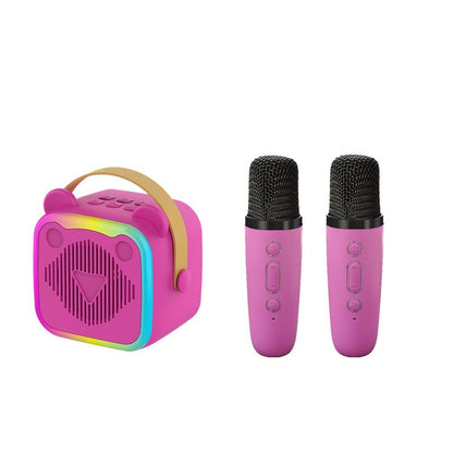 Mini Cat Ear Karaoke Machine Wireless Microphones USB Rechargeable RGB Party - Purple - Size 01