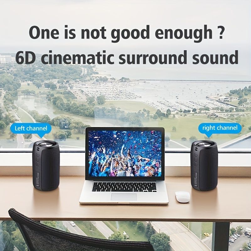 EALOT S32 Wireless Bluetooth Speaker Portable Speaker Powerful Bass TWS - Black - Size 001