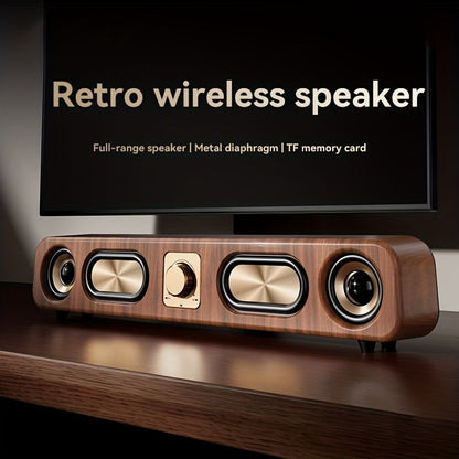 Wireless Speaker Portable Speaker Bluetooth Speaker Stereo Sound Subwoofer - Wood grain color - Size 01