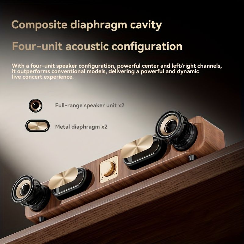 Wireless Speaker Portable Speaker Bluetooth Speaker Stereo Sound Subwoofer - Wood grain color - Size 01