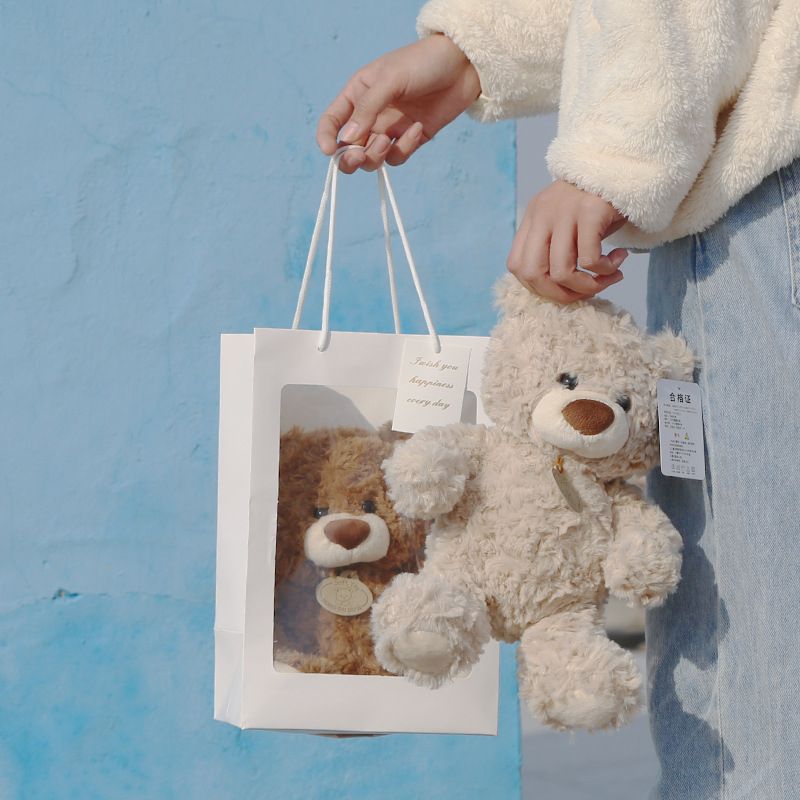 teddy bear, plush doll, soft toy, cuddly bear, boys birthday gift, claw machine prize, flower shop bear, huggable toy, beige teddy, brown teddy, stuffed animal, Australian toy - Dark Brown - Size 25CM