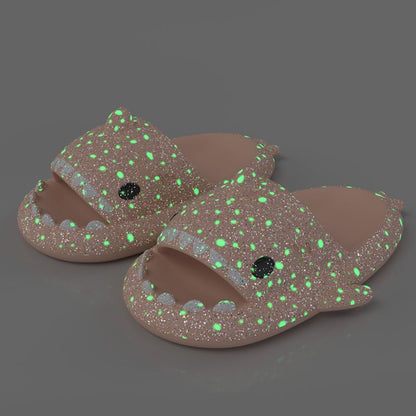 Ladies Shark Slippers Glowing Glitter Slippers Quick-Dry Slippers Non-Slip EVA - Blue - Size 45