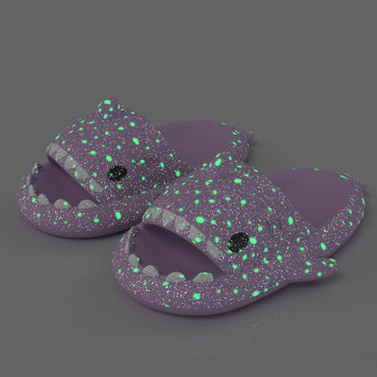 Ladies Shark Slippers Glowing Glitter Slippers Quick-Dry Slippers Non-Slip EVA - Pink - Size 43