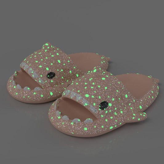 Ladies Shark Slippers Glowing Glitter Slippers Quick-Dry Slippers Non-Slip EVA - Pink - Size 44
