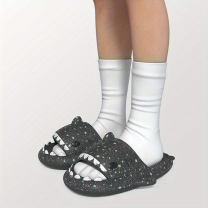 Ladies Shark Slippers Glowing Glitter Slippers Quick-Dry Slippers Non-Slip EVA - Pink - Size 44