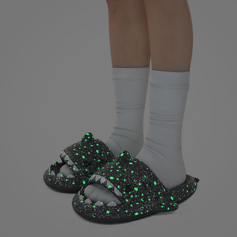 Ladies Shark Slippers Glowing Glitter Slippers Quick-Dry Slippers Non-Slip EVA - Purple - Size 44