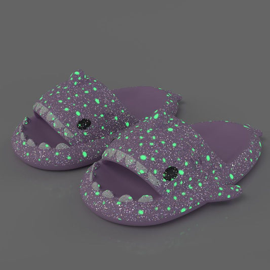 Ladies Shark Slippers Glowing Glitter Slippers Quick-Dry Slippers Non-Slip EVA - Purple - Size 45