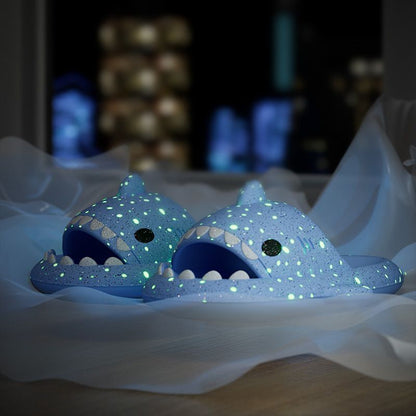 Ladies Shark Slippers Glowing Glitter Slippers Quick-Dry Slippers Non-Slip EVA - Purple - Size 45