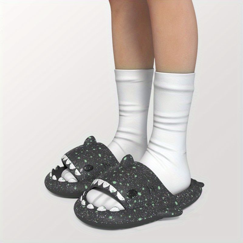 Ladies Shark Slippers Glowing Glitter Slippers Quick-Dry Slippers Non-Slip EVA - Purple - Size 45