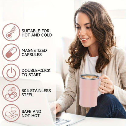 Self-Stirring Coffee Mug Automatic Stir Mug LED Temperature Mug Rechargeable - White - Size 380ML