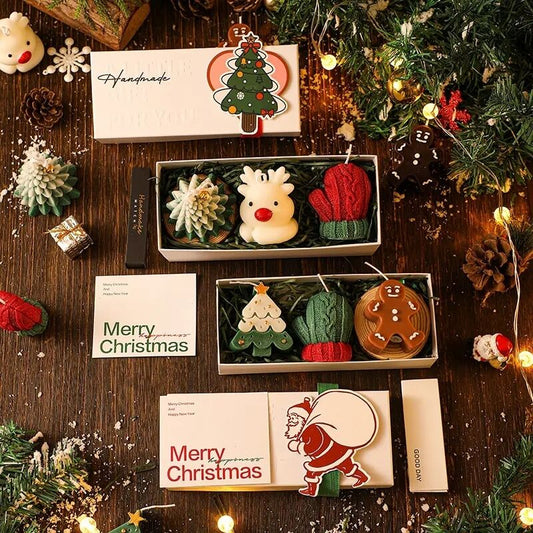Christmas Creative Handmade Fragrance Candle Gift Box Christmas Tree Little Deer Shape Incense Candle Gift Box