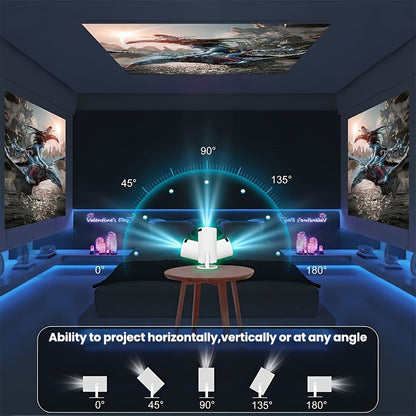 HY300 Pro mini portable projector, native 1280 * 720P support 4K / 350ANSI smart projector, with WiFi 6 BT 6.0, Screen adjustment, 180-degree rotation, home video projector with Android 11. 0 operating system built-in