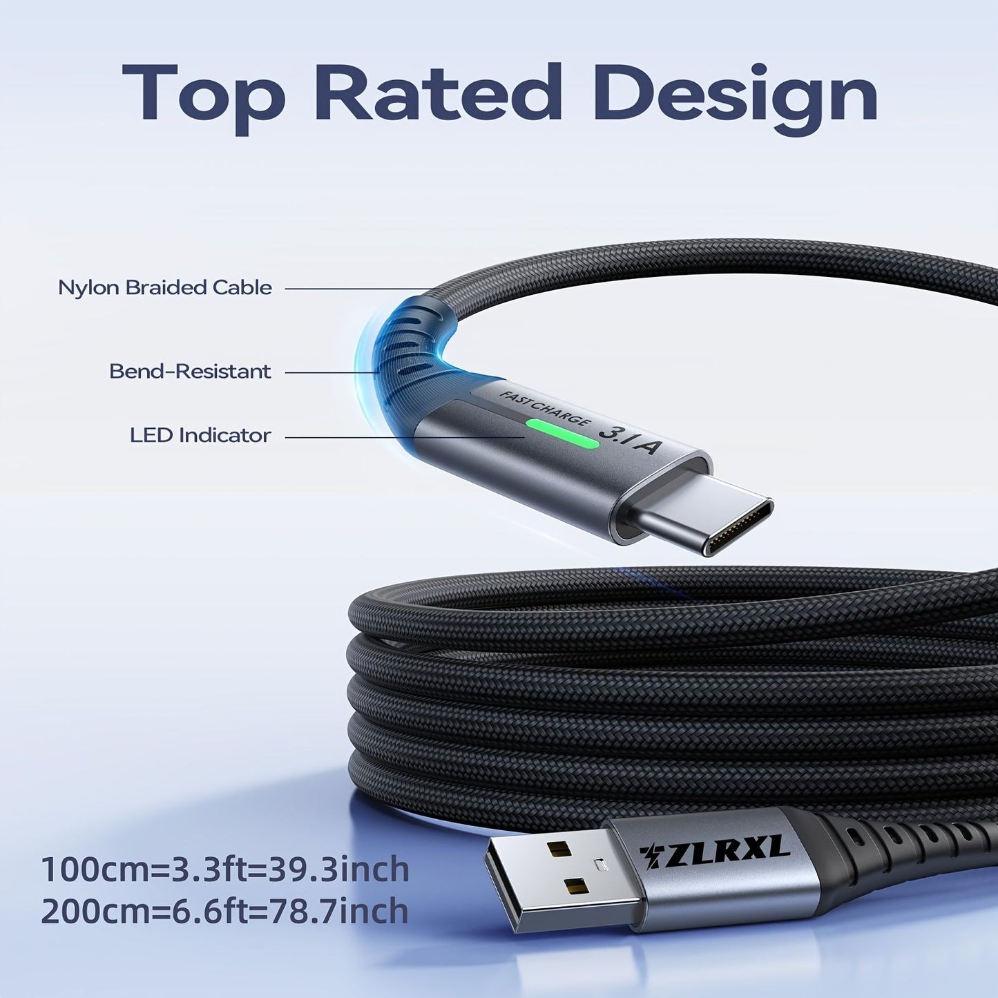 Pink Black 240W Type-C Cable Super Fast Charging 2M Data Cable Pink Charging Cable Durable