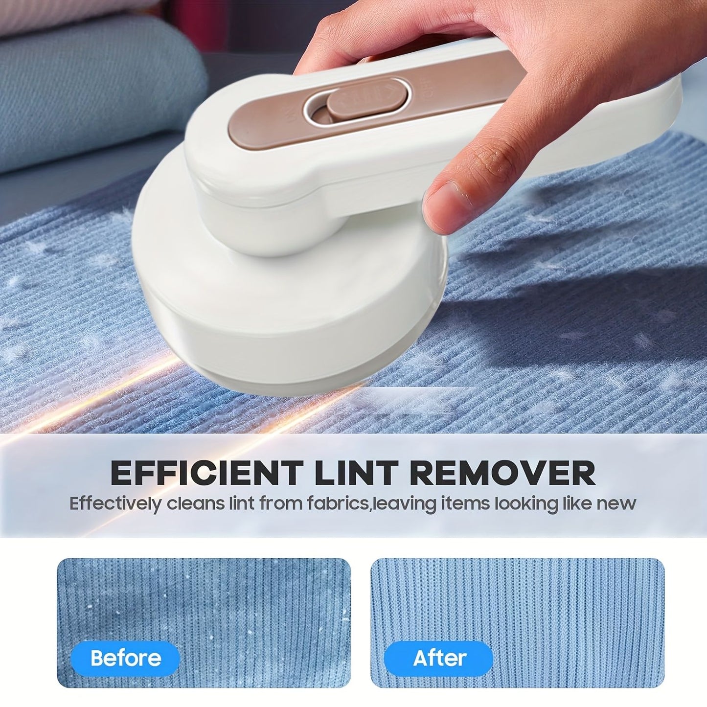 White Black Electric Clothes Lint Remover with USB-C Charging