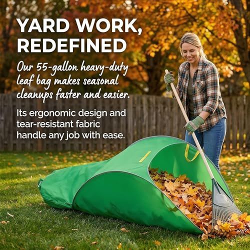 140*80cm Leaf Collector,Extra Large Portable Pop Up Leaf Bags, Foldable Leaf Pick Up Tools, Reusable Yard Garden Bags for Leaves Lawn Trash - Green