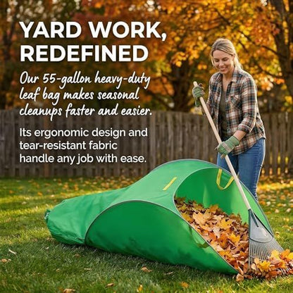 140*80cm Leaf Collector,Extra Large Portable Pop Up Leaf Bags, Foldable Leaf Pick Up Tools, Reusable Yard Garden Bags for Leaves Lawn Trash - Green