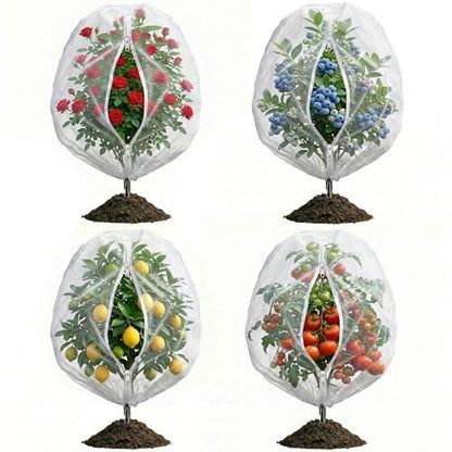 8.2x6Ft Garden Bird Netting for Plant and Fruit Tree Protection,4 Pack Garden Netting with Zipper & Drawstring,Mosquito Net Pest Barrier for Blueberry Bushes Tomato Fruit Tree and Plants - White - Size 8.2x6Ft