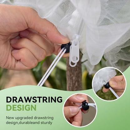 8.2x6Ft Garden Bird Netting for Plant and Fruit Tree Protection,4 Pack Garden Netting with Zipper & Drawstring,Mosquito Net Pest Barrier for Blueberry Bushes Tomato Fruit Tree and Plants - White - Size 8.2x6Ft