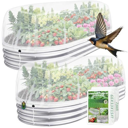 120*45*40cm(L*W*H) 2 Pack Garden Netting for Raised Beds, Ultra Fine Mesh Bird Netting Raised Garden Bed Cover, Plant Covers Pest Barrier Screen with Drawstring for Vegetables Fruits Flowers Protection - White