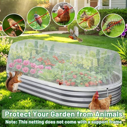 120*45*40cm(L*W*H) 2 Pack Garden Netting for Raised Beds, Ultra Fine Mesh Bird Netting Raised Garden Bed Cover, Plant Covers Pest Barrier Screen with Drawstring for Vegetables Fruits Flowers Protection - White
