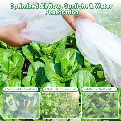 120*45*40cm(L*W*H) 2 Pack Garden Netting for Raised Beds, Ultra Fine Mesh Bird Netting Raised Garden Bed Cover, Plant Covers Pest Barrier Screen with Drawstring for Vegetables Fruits Flowers Protection - White