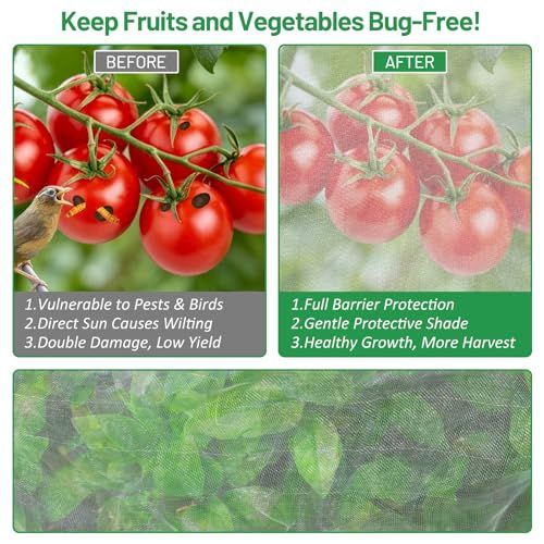 120*45*40cm(L*W*H) 2 Pack Garden Netting for Raised Beds, Ultra Fine Mesh Bird Netting Raised Garden Bed Cover, Plant Covers Pest Barrier Screen with Drawstring for Vegetables Fruits Flowers Protection - White