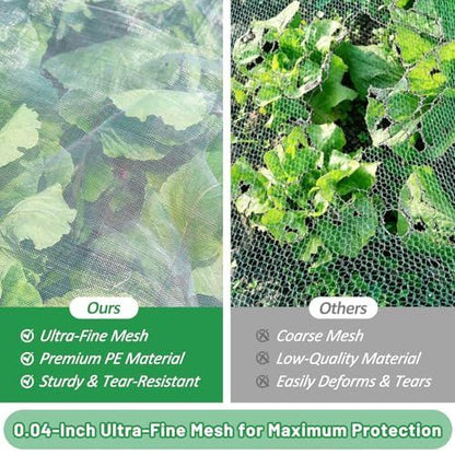 120*45*40cm(L*W*H) 2 Pack Garden Netting for Raised Beds, Ultra Fine Mesh Bird Netting Raised Garden Bed Cover, Plant Covers Pest Barrier Screen with Drawstring for Vegetables Fruits Flowers Protection - White