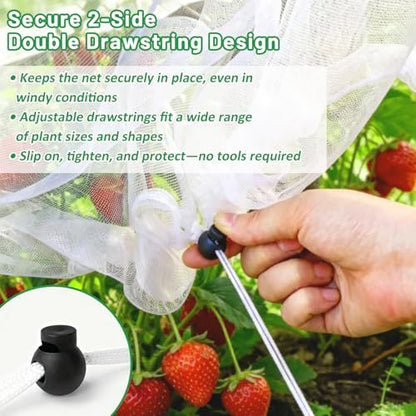 120*45*40cm(L*W*H) 2 Pack Garden Netting for Raised Beds, Ultra Fine Mesh Bird Netting Raised Garden Bed Cover, Plant Covers Pest Barrier Screen with Drawstring for Vegetables Fruits Flowers Protection - White