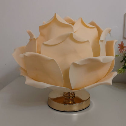 Dimmable Rose Shape Table Lamp - Romantic Floral Ambient Light with Metal Base for Bedroom, Living Room, and Lover Girlfriend Gift Wedding Anniversary Occasions - Pink - Size 15.7x11Inches