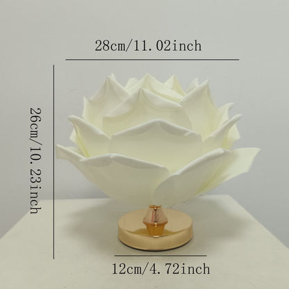 Dimmable Rose Shape Table Lamp - Romantic Floral Ambient Light with Metal Base for Bedroom, Living Room, and Lover Girlfriend Gift Wedding Anniversary Occasions - Pink - Size 15.7x11Inches