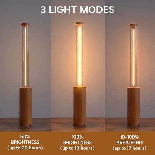 Cordless Table Lamp Rechargeable, Black Aluminum Touch LED Lamp, Dimmable 2200K Warm White, USB-C Charging, 3 Modes, for Bedroom & Dining - Black - Size 30*4cm