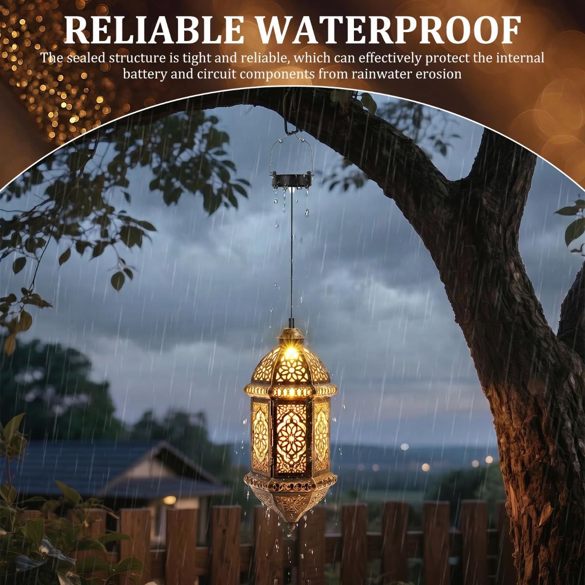 Solar Light Replacement Tops - Waterproof Solar Lantern Lid Parts with Rechargeable Battery AA 600mAh for Outdoor Hanging Lanterns, Garden, Yard, Patio, Lamp DIY Decorations - Warm Light - Size 2-Pack