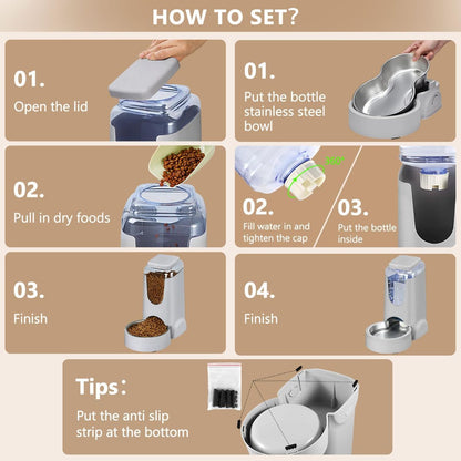 Cat Feeder Automatic Cat Feeder Cat Water Dispenser Cat Feeding Set Pet Care