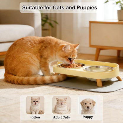 Cat Feeder Elevated Cat Feeder Dual-Bowl Cat Feeder Cat Food Bowl Cat Water
