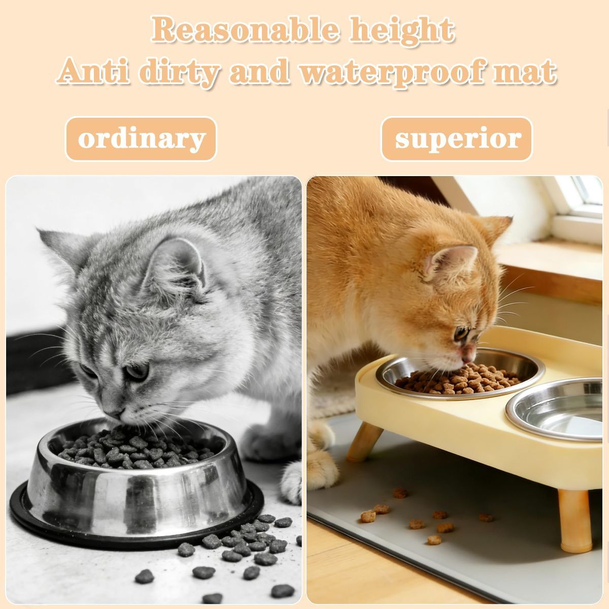 Cat Feeder Elevated Cat Feeder Dual-Bowl Cat Feeder Cat Food Bowl Cat Water