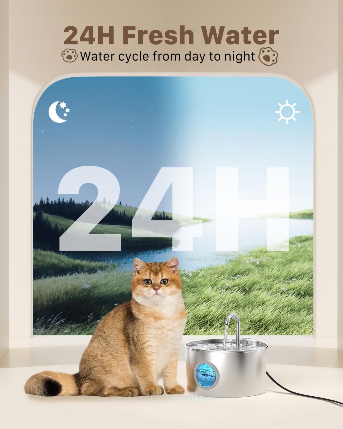 Cat Water Fountain Stainless Steel Cat Fountain Cat Hydration Cat Drinking