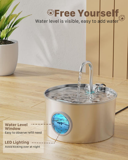 Cat Water Fountain Stainless Steel Cat Fountain Cat Hydration Cat Drinking