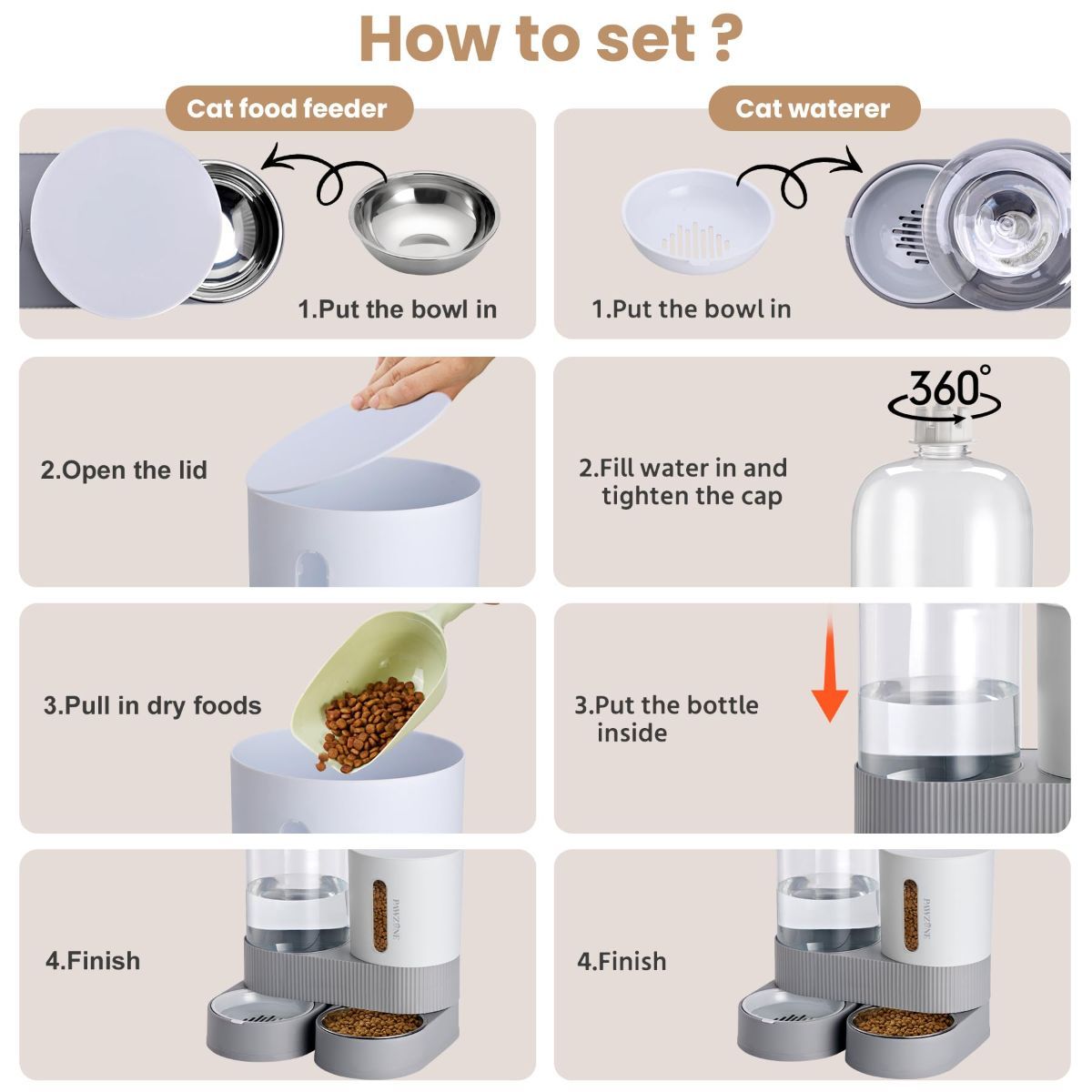 Cat Automatic Water Dispenser Cat Automatic Food Dispenser Cat Feeding Set Cat