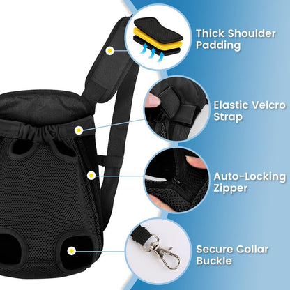 Dog Carrier Backpack Small Dog Carrier Pet Carrier Hands-Free Dog Carrier - Black / XL