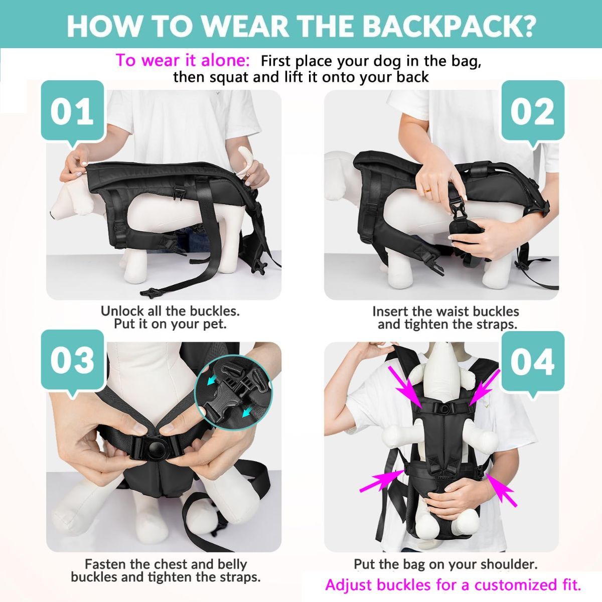 Dog Harness Storage Bags For Dogs Pet Accessories Dog Outdoor Gear High-Quality - Black - Size XL