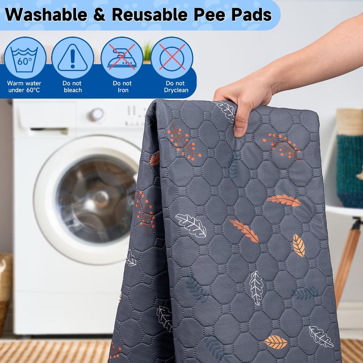 Reusable Dog Urine Pads Dog Pee Pads Absorbent Dog Pads Dog Training Pads - Dark Gray / 72in*72in