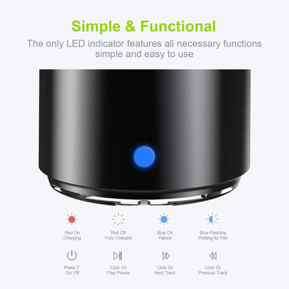 Travel Case Packed, A106 Pro Portable Bluetooth Speaker with Custom Bass Radiator, Brief Design, IP67 Waterproof, Perfect Mini Speaker for Shower, Room, Bike, Car - Black - Size 1.89in*1.54in