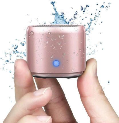 Travel Case Packed, A106 Pro Portable Bluetooth Speaker with Custom Bass Radiator, Brief Design, IP67 Waterproof, Perfect Mini Speaker for Shower, Room, Bike, Car - RoseGold - Size 1.89in*1.54in